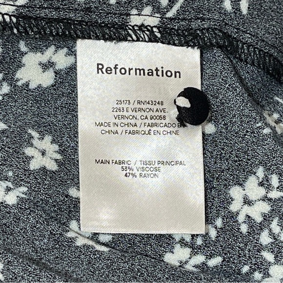 REFORMATION Locklin in Jasmine Black Floral Print Midi Shirt Dress - Sz - 0 - Picture 10 of 10